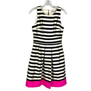 Eliza J Womens Sleeveless Striped Fit Flare Dress Black Ivory Pink size 2